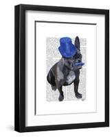 French Bulldog with Blue Top Hat and Moustache-Fab Funky-Framed Art Print