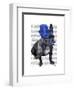 French Bulldog with Blue Top Hat and Moustache-Fab Funky-Framed Art Print