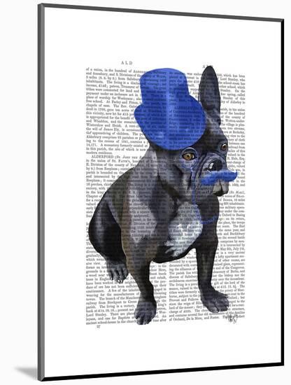 French Bulldog with Blue Top Hat and Moustache-Fab Funky-Mounted Art Print