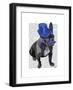 French Bulldog with Blue Top Hat and Moustache-Fab Funky-Framed Art Print