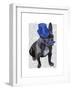 French Bulldog with Blue Top Hat and Moustache-Fab Funky-Framed Art Print