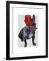 French Bulldog with Red Top Hat and Moustache-Fab Funky-Framed Art Print