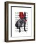 French Bulldog with Red Top Hat and Moustache-Fab Funky-Framed Art Print