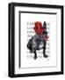 French Bulldog with Red Top Hat and Moustache-Fab Funky-Framed Art Print