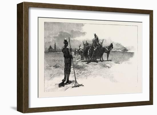 French Canadian Life, Gathering Marsh Hay, Canada, Nineteenth Century-null-Framed Giclee Print