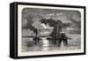 French Canadian Life, Light-Ship on the St. Lawrence, Canada, Nineteenth Century-null-Framed Stretched Canvas