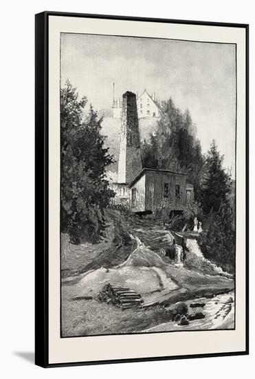 French Canadian Life, Old Chimney and Chateau, Canada, Nineteenth Century-null-Framed Stretched Canvas