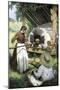 French-Canadian Woman Baking Bread in an Outdoor Oven, c.1900-null-Mounted Giclee Print