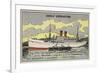 French Cargo Ship of the Compagnie Transatlantique-null-Framed Giclee Print