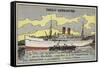 French Cargo Ship of the Compagnie Transatlantique-null-Framed Stretched Canvas