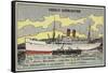 French Cargo Ship of the Compagnie Transatlantique-null-Framed Stretched Canvas