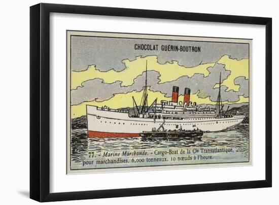 French Cargo Ship of the Compagnie Transatlantique-null-Framed Giclee Print