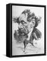 French Caricature of English Novelist Charles Dickens as a Colossus Striding from London Across-null-Framed Stretched Canvas