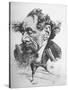 French Caricature of English Novelist Charles Dickens as a Colossus Striding from London Across-null-Stretched Canvas