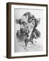 French Caricature of English Novelist Charles Dickens as a Colossus Striding from London Across-null-Framed Photographic Print