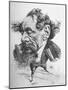 French Caricature of English Novelist Charles Dickens as a Colossus Striding from London Across-null-Mounted Photographic Print