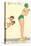 French Cartoon of Diving Lady, Now Smile-null-Stretched Canvas