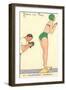 French Cartoon of Diving Lady, Now Smile-null-Framed Art Print