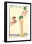 French Cartoon of Diving Lady, Now Smile-null-Framed Art Print