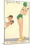 French Cartoon of Diving Lady, Now Smile-null-Mounted Art Print