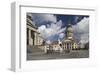 French Cathedral and statue of Friedrich Schiller on Gendarmenmarkt, Berlin, Germany-null-Framed Art Print