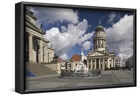 French Cathedral and statue of Friedrich Schiller on Gendarmenmarkt, Berlin, Germany-null-Framed Art Print