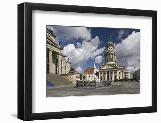 French Cathedral and statue of Friedrich Schiller on Gendarmenmarkt, Berlin, Germany-null-Framed Art Print