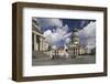 French Cathedral and statue of Friedrich Schiller on Gendarmenmarkt, Berlin, Germany-null-Framed Art Print