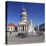 French Cathedral with Schiller Monument at the Gendarmenmarkt, Berlin, Germany-Markus Lange-Stretched Canvas