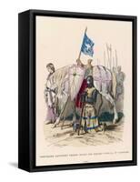 French Chevalier Banneret (Horseman Carrying a Banner) Prays Before Leaving for the Second Crusade-Philippoteaux-Framed Stretched Canvas
