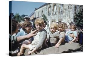 French Children in the Town of Avranches Sitting on Us Military Jeep, Normandy, France, 1944-Frank Scherschel-Stretched Canvas