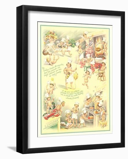 French Children Playing Chef-null-Framed Art Print