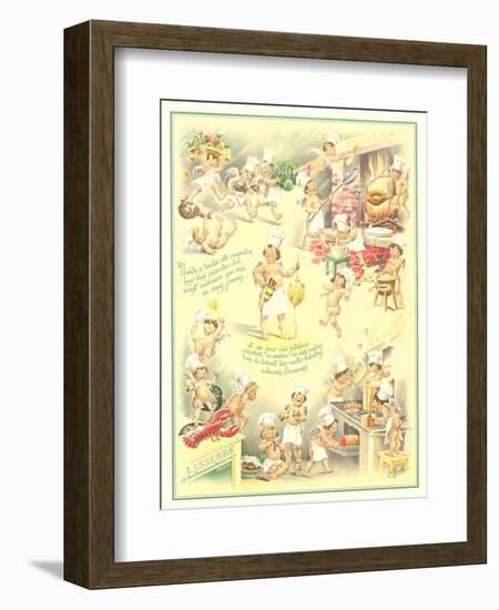 French Children Playing Chef-null-Framed Art Print