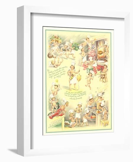 French Children Playing Chef-null-Framed Art Print