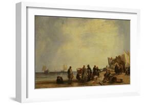 French Coast with Fishermen-Richard Parkes Bonington-Framed Giclee Print