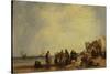 French Coast with Fishermen-Richard Parkes Bonington-Stretched Canvas