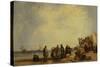 French Coast with Fishermen-Richard Parkes Bonington-Stretched Canvas