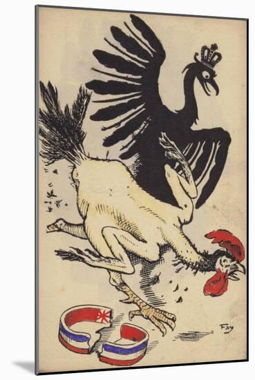 French Cockerel Fleeing from the German Eagle-null-Mounted Giclee Print