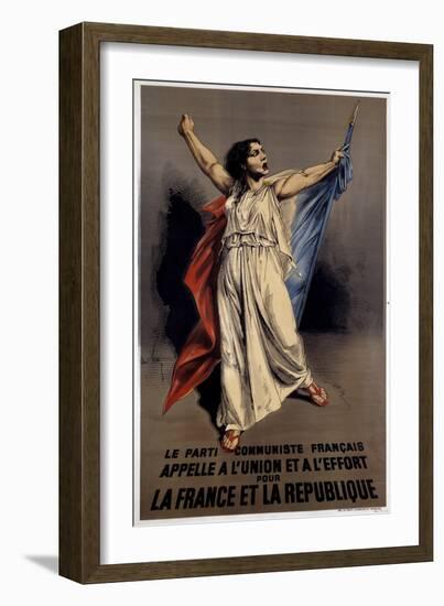 French Communist Party Calls to the Union and Effort for France-null-Framed Giclee Print