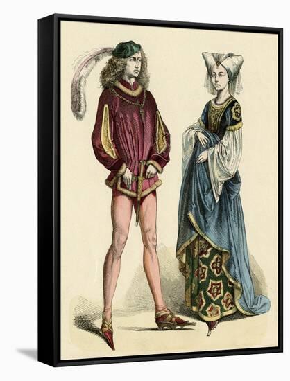 French Costumes 1475-null-Framed Stretched Canvas