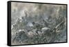 French Counter-Attack at Village of Vaux Near Verdun, 1916-Paul Thiriat-Framed Stretched Canvas