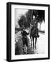 French Dragoon, Delivering Passport to Alert Belgian Picket, First World War, 1914-null-Framed Giclee Print