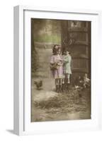 French Easter Card, Showing Children Finding Eggs-null-Framed Photographic Print