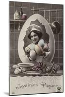 French Easter Card, Showing Girl in Kitchen-null-Mounted Photographic Print