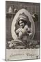 French Easter Card, Showing Girl in Kitchen-null-Mounted Photographic Print