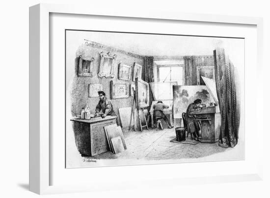 French Engraver at Work-Victor Adam-Framed Art Print