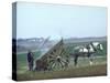French Farmer Laying Compost on His Field from a Cart Drawn by a Percheron Horse-Loomis Dean-Stretched Canvas