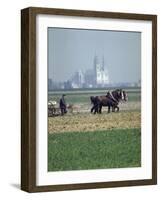 French Farmer Laying Fertilizer on His Field with a Team of Percheron Horses-Loomis Dean-Framed Photographic Print