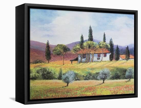 French farmland,  pastel-Margo Starkey-Framed Stretched Canvas