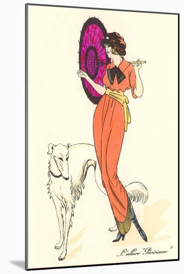 French Fashion, Borzoi-null-Mounted Art Print